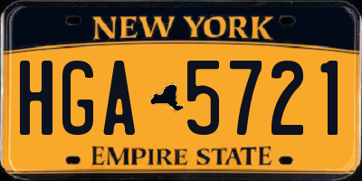 NY license plate HGA5721