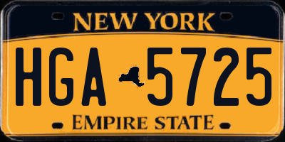 NY license plate HGA5725