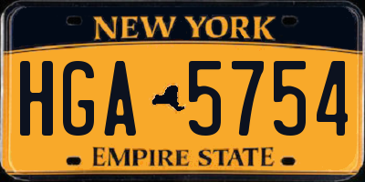 NY license plate HGA5754