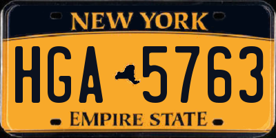 NY license plate HGA5763