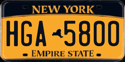 NY license plate HGA5800