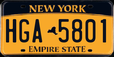 NY license plate HGA5801