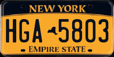 NY license plate HGA5803