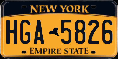 NY license plate HGA5826