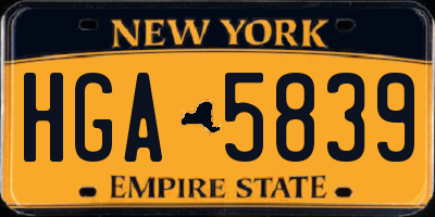 NY license plate HGA5839