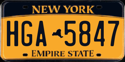 NY license plate HGA5847
