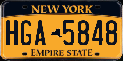 NY license plate HGA5848