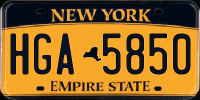 NY license plate HGA5850