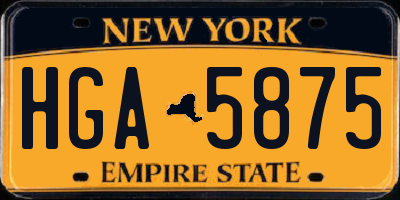 NY license plate HGA5875