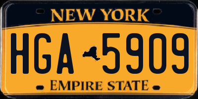 NY license plate HGA5909