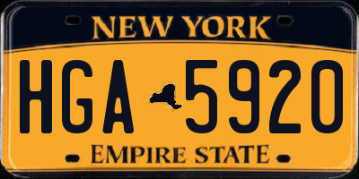 NY license plate HGA5920