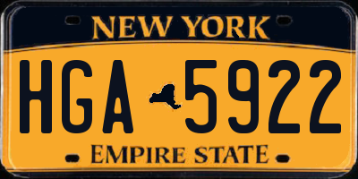 NY license plate HGA5922