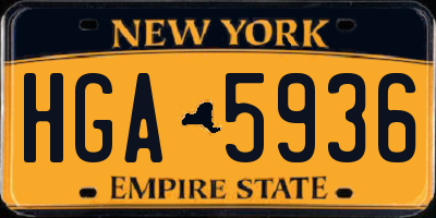 NY license plate HGA5936