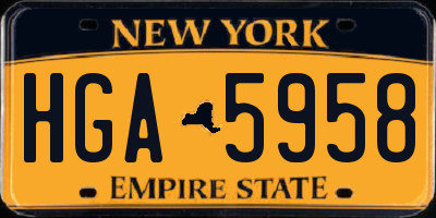 NY license plate HGA5958