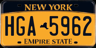 NY license plate HGA5962