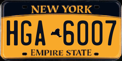 NY license plate HGA6007