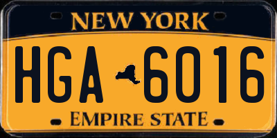 NY license plate HGA6016