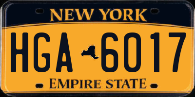 NY license plate HGA6017