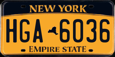 NY license plate HGA6036