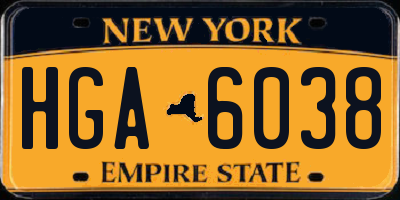 NY license plate HGA6038