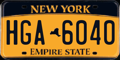 NY license plate HGA6040