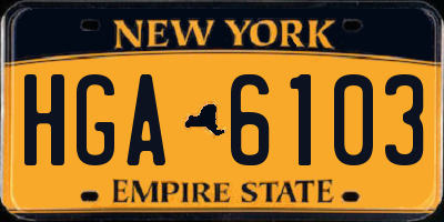 NY license plate HGA6103