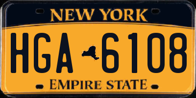 NY license plate HGA6108