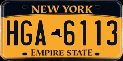 NY license plate HGA6113