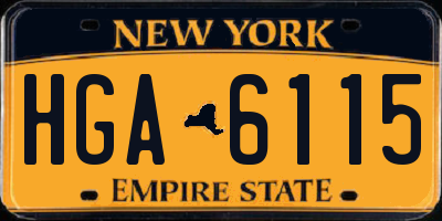 NY license plate HGA6115