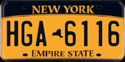 NY license plate HGA6116