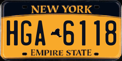 NY license plate HGA6118