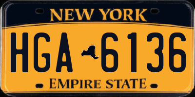 NY license plate HGA6136