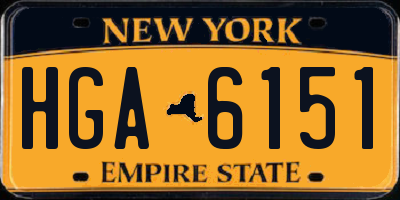 NY license plate HGA6151