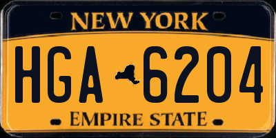 NY license plate HGA6204