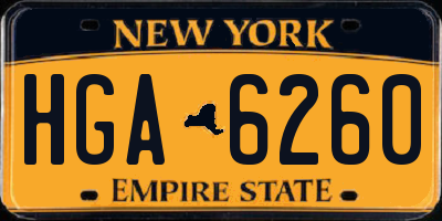 NY license plate HGA6260