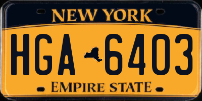 NY license plate HGA6403