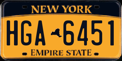 NY license plate HGA6451