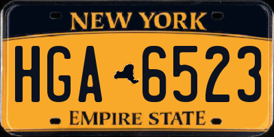 NY license plate HGA6523