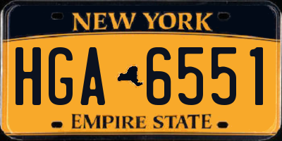 NY license plate HGA6551