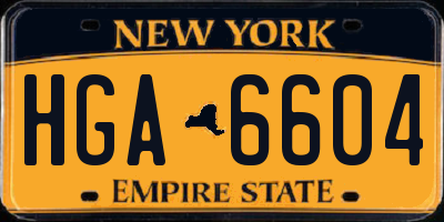 NY license plate HGA6604