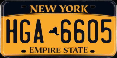 NY license plate HGA6605