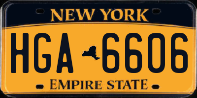 NY license plate HGA6606