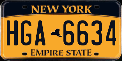 NY license plate HGA6634