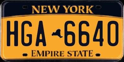 NY license plate HGA6640