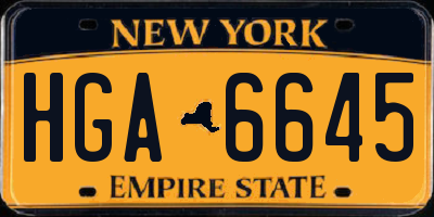 NY license plate HGA6645