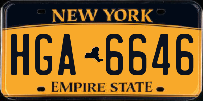NY license plate HGA6646