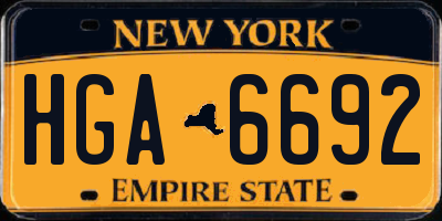 NY license plate HGA6692