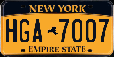 NY license plate HGA7007