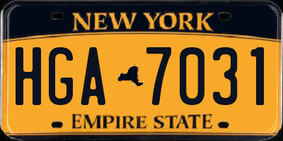 NY license plate HGA7031