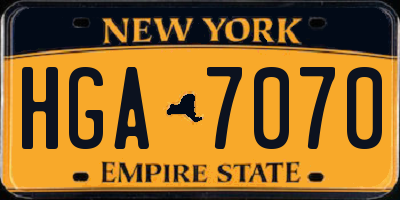 NY license plate HGA7070